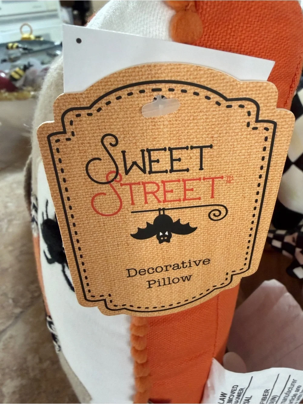Dachshund Halloween decorative pillow with 3-D designs Spider Bats